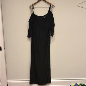 Elegant Black Off-Shoulder Evening plus size Dress